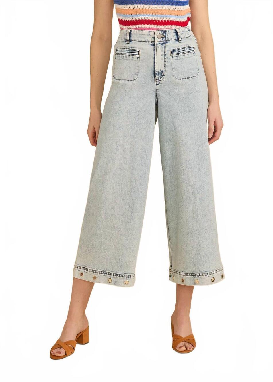 NEW FDJ women's suzzane wide leg jeans in ocean